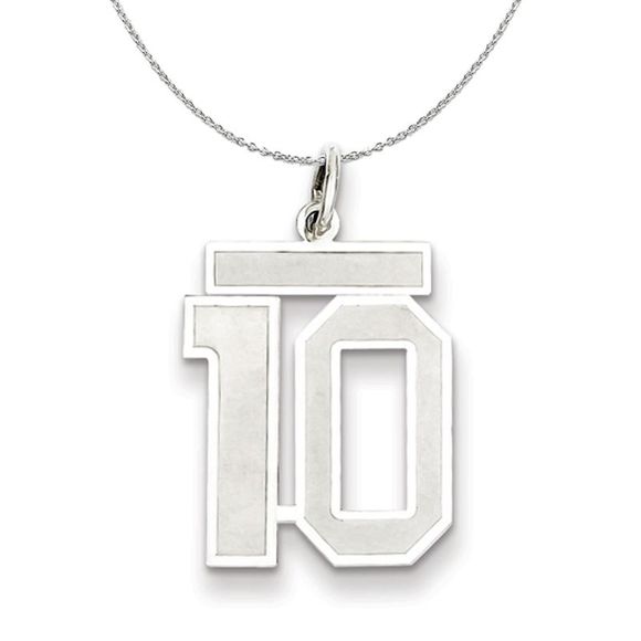 Sterling Silver, Jersey Collection, Medium Number 10 Necklace - 18 In - Picture 1 of 7